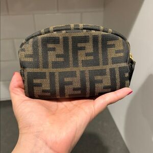 Fendi Brown Zucca FF Logo Toiletry Pouch